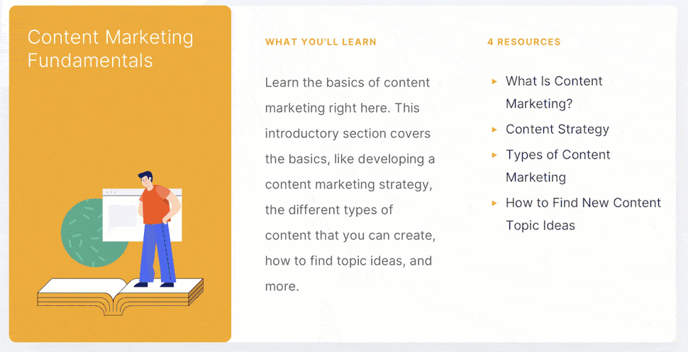 Backlinko Content Hub for content marketing topics