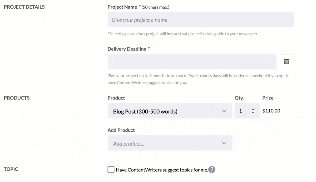 ContentWriters Order Details
