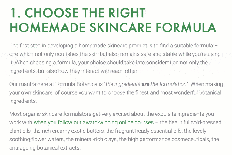 Formula Botanica subheadings