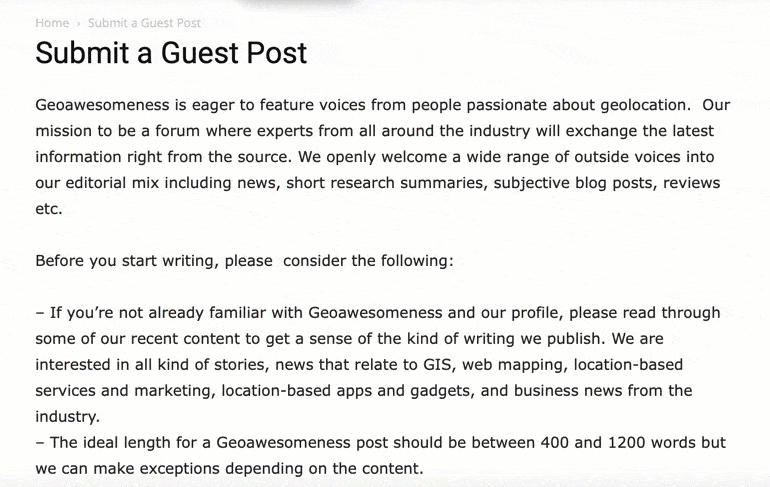 Goeawesomeness "Submit a Guest Post" page