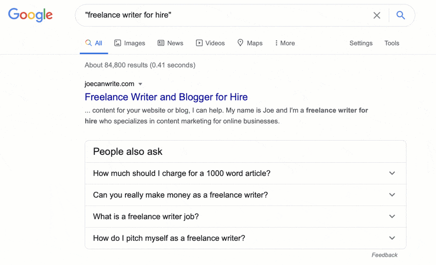 Google freelance writers for hire