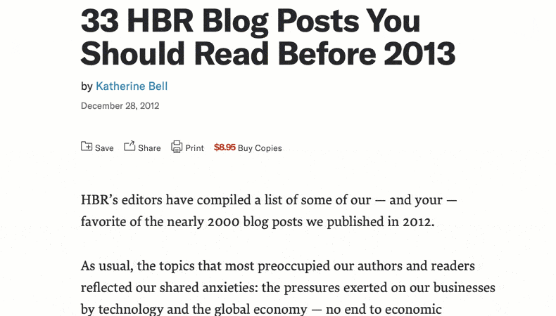 Harvard Business Review curated posts