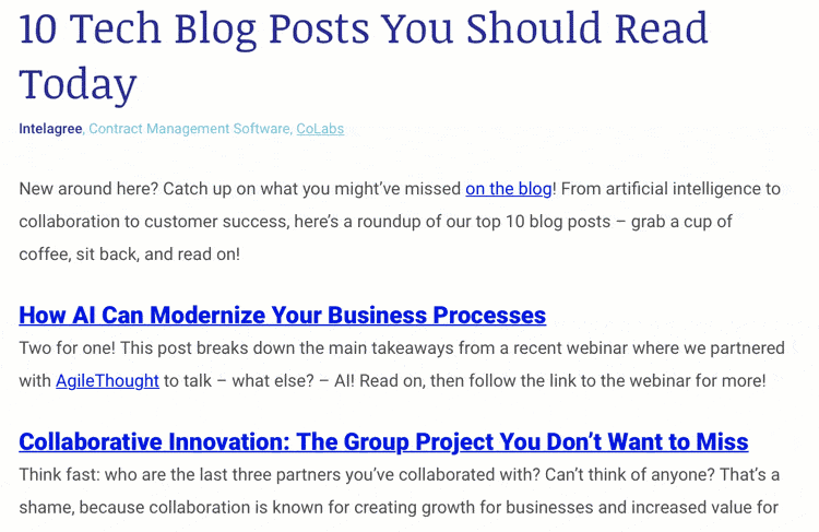 Intelagree curated blog posts