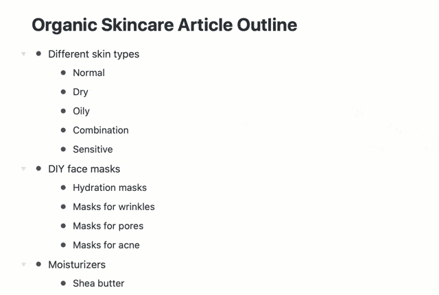 Workflowy compiling and arranging your list