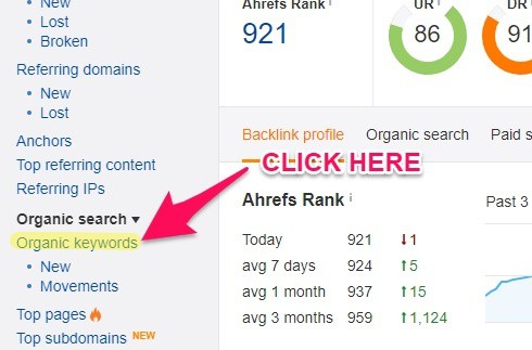 Ahrefs organic keywords