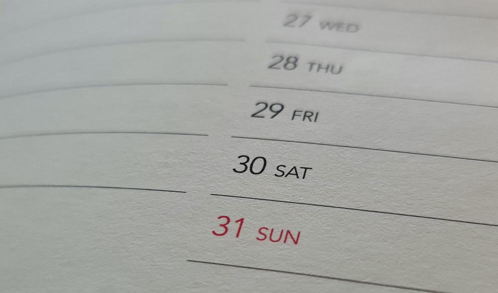 Printed editorial calendar