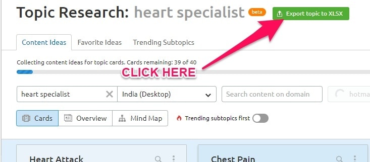 Topic Research Export Keywords