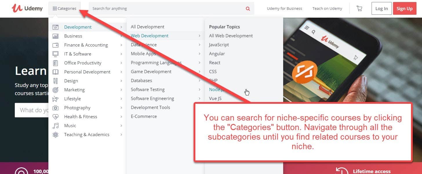Udemy categories