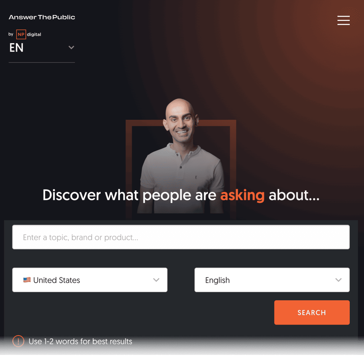 AnswerThePublic main landing page.