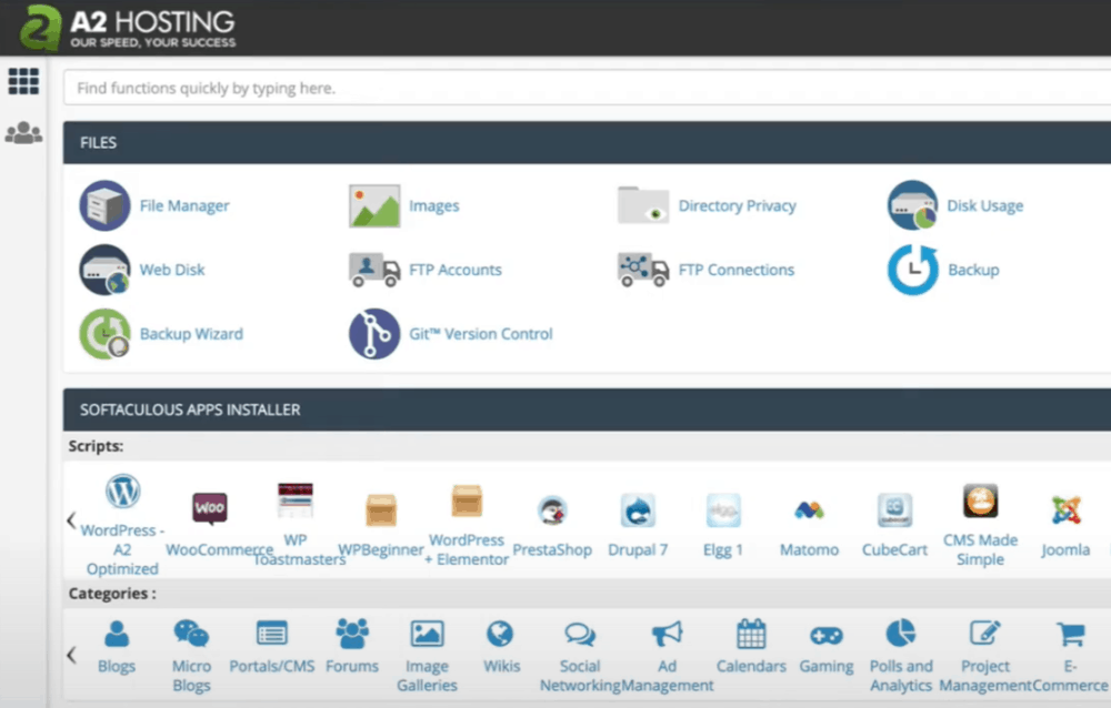 A2 Hosting Dashboard