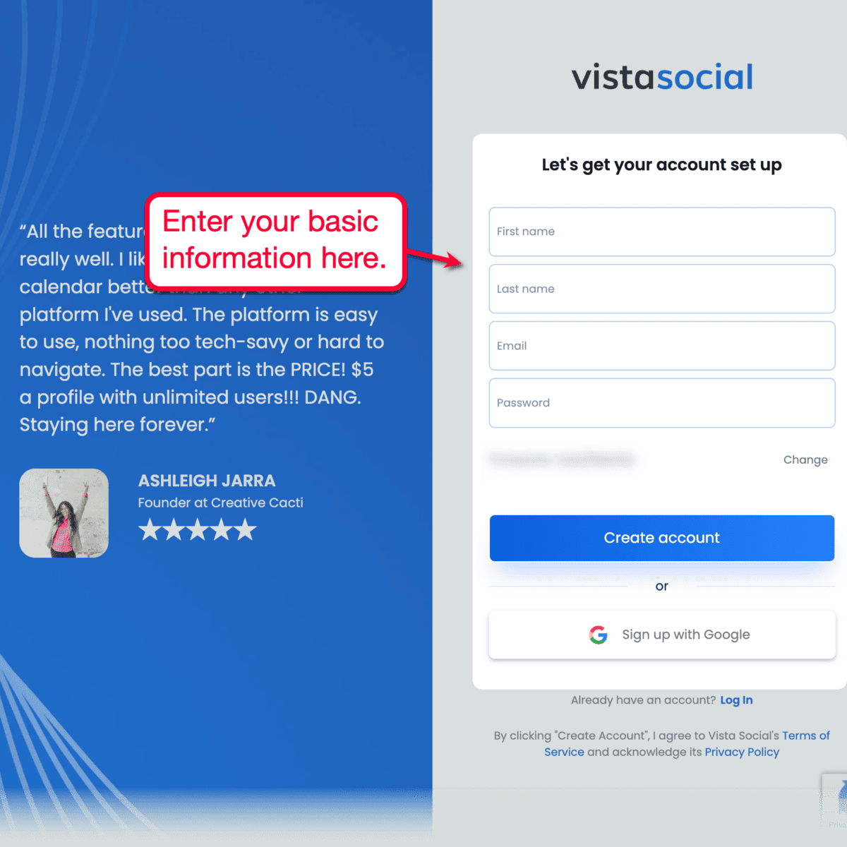 Set Up Vista Social Account
