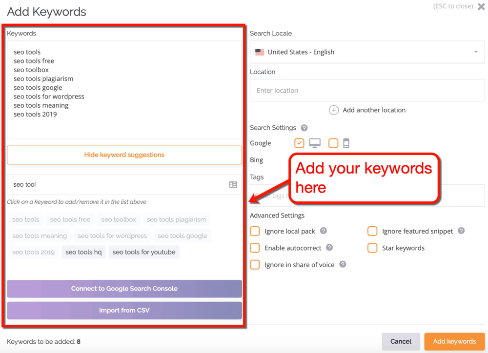 AccuRanker Keyword Tracker
