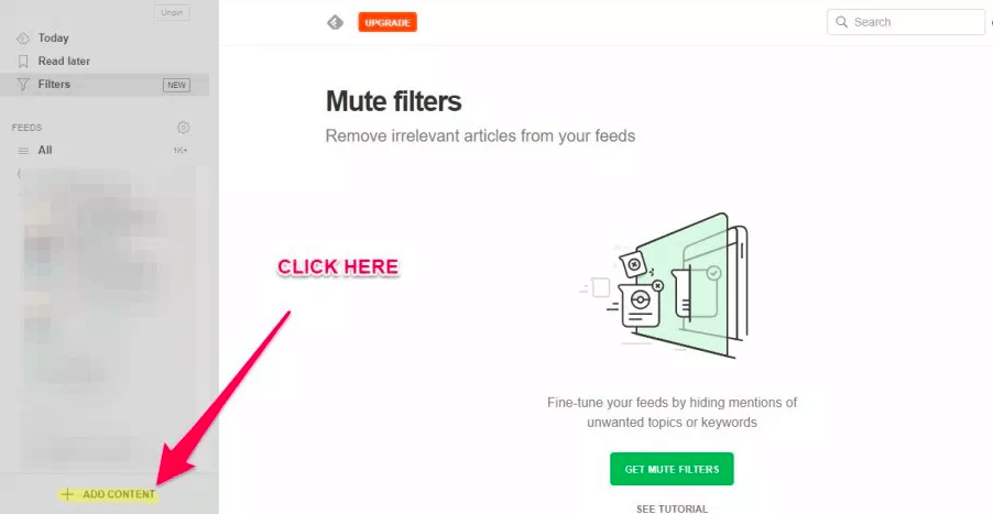 Add content in feedly