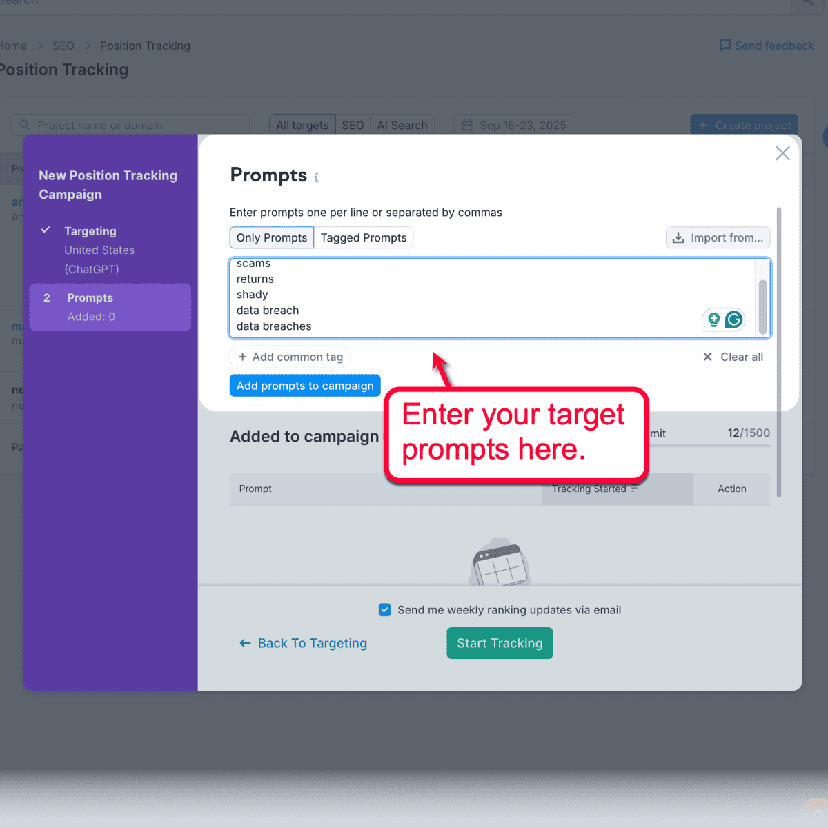 Add Prompts to Tracker Form