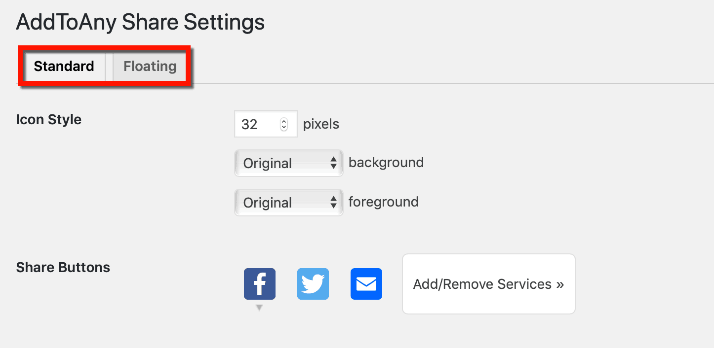 AddToAny Display Settings