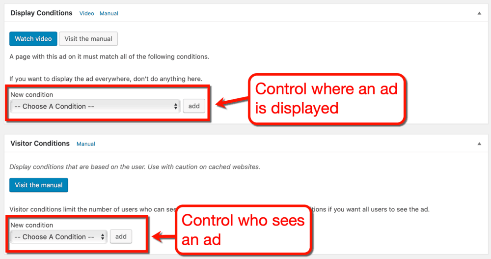 Advanced Ads Display Conditions