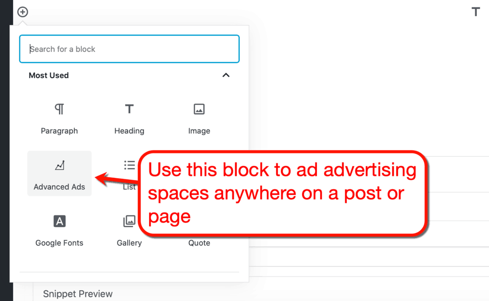 Advanced Ads Gutenberg Block