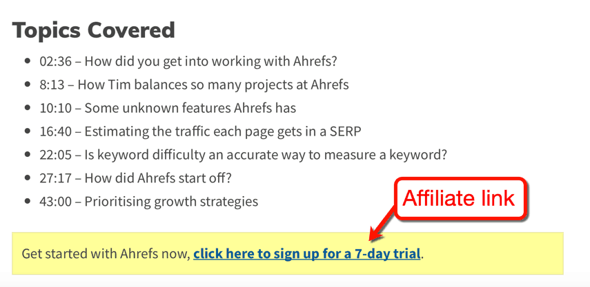 Affiliate Link in Webinars