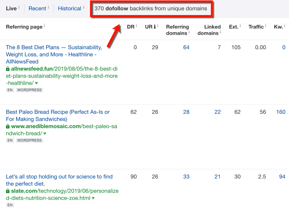 Ahrefs Dofollow Links