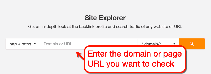 Ahrefs Site Explorer Start Page