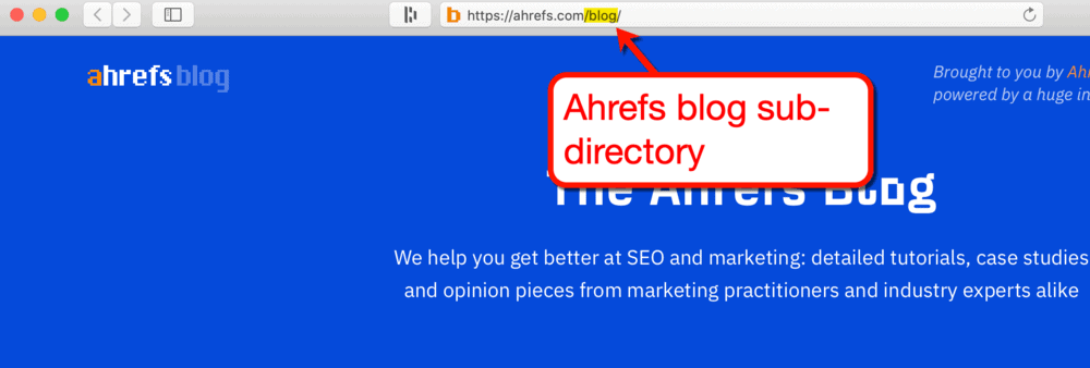 WordPress blog sub-directory by Ahrefs