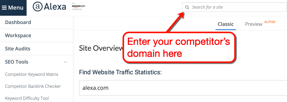 Alexa Site Search Tool