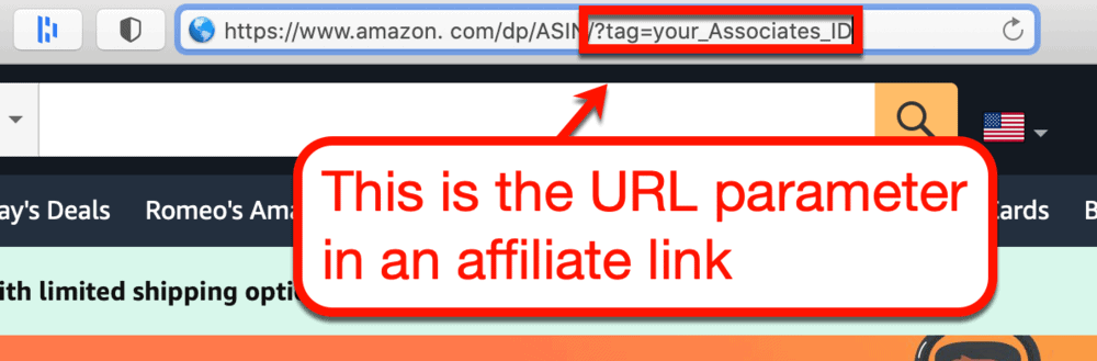 Affiliate link from Amazon example