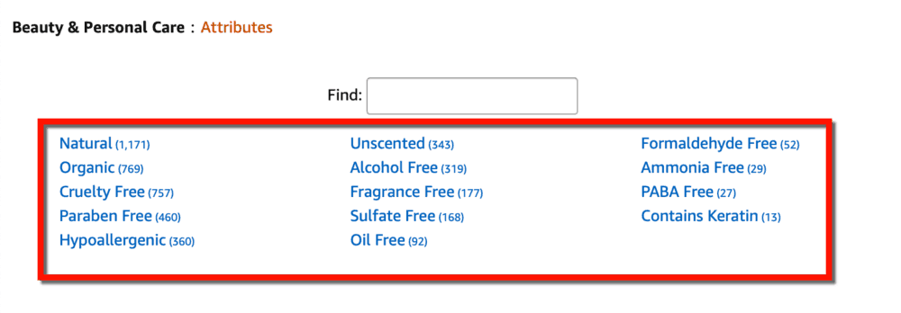 Amazon Category Attributes