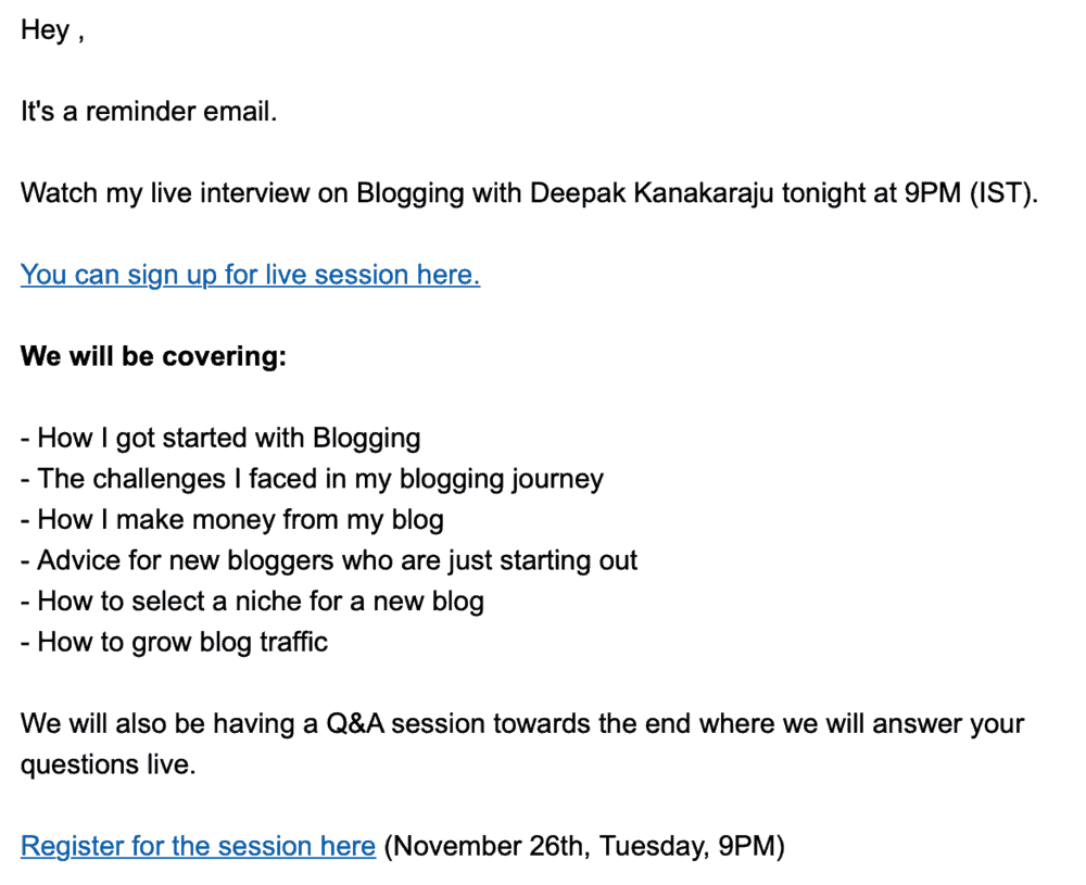 Ankit Singla Sample Email Copy