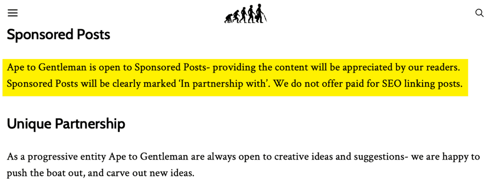 Ape to Gentleman Advertise Page