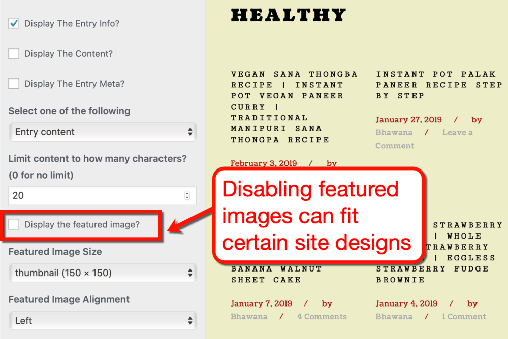 Archives Settings Hide Featured Image