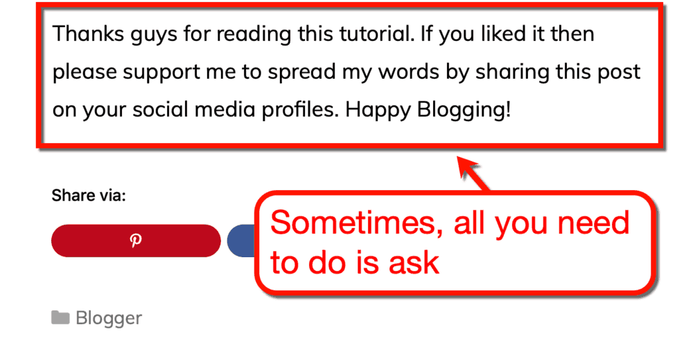 Asking Readers for Shares