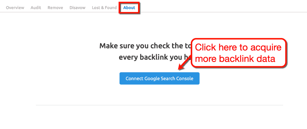 Backlink Audit Tool Connect to Google Search Console