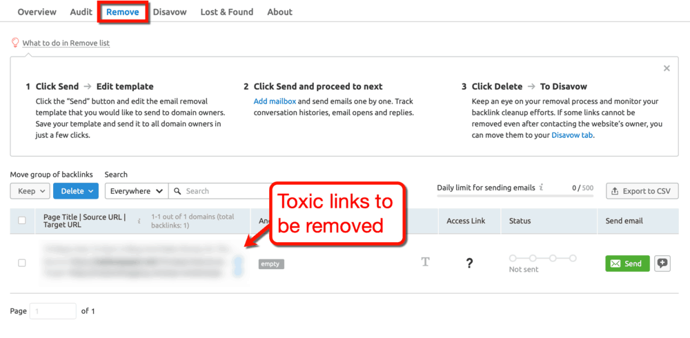 Backlink Audit Toxic Links to be Removed