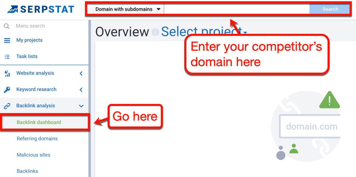 Backlink Dashboard Search Bar
