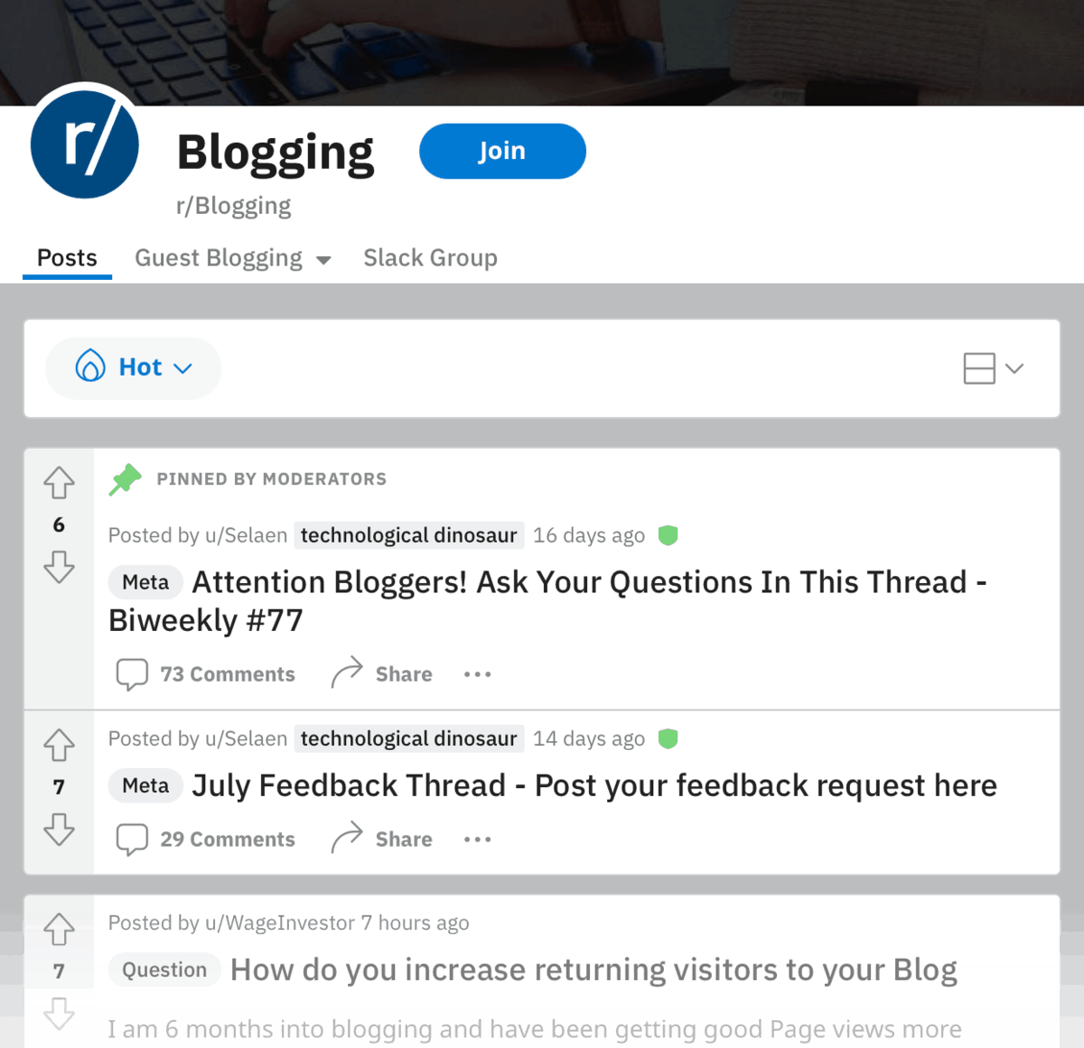 Subreddit for Bloggers