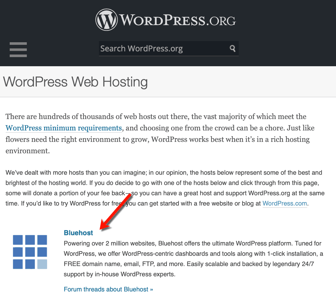 WordPress Recommended Web Hosts