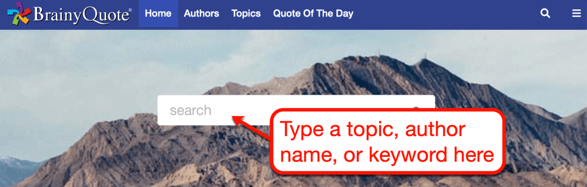 Brainy Quote Search Bar