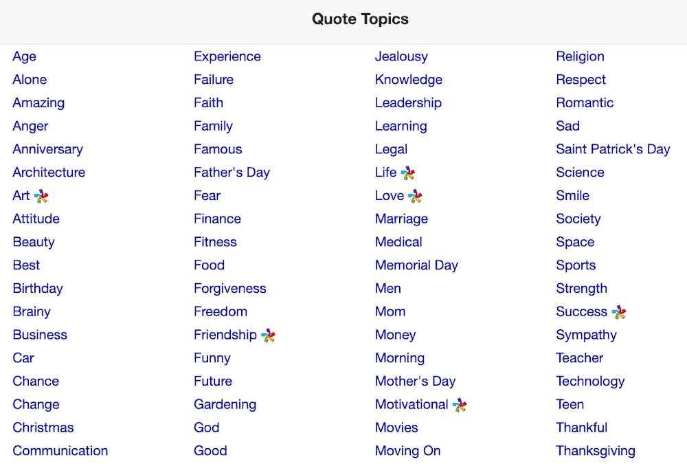 BrainyQuote topics