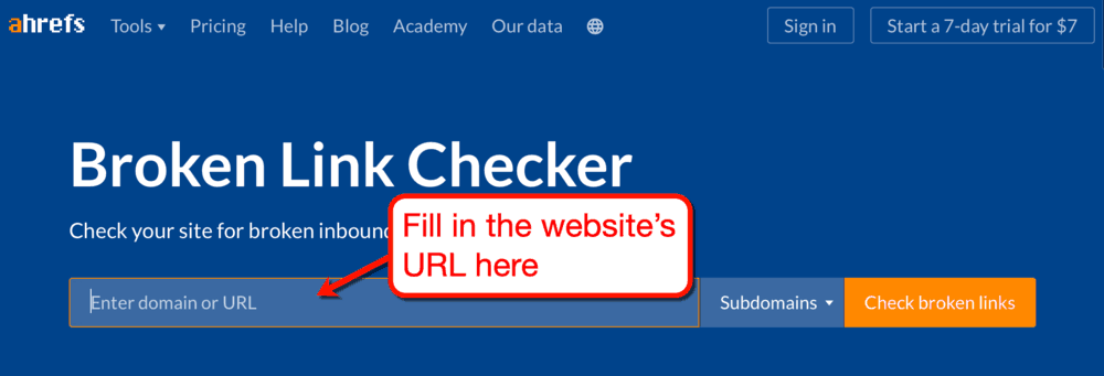 Ahrefs Broken Link Checker