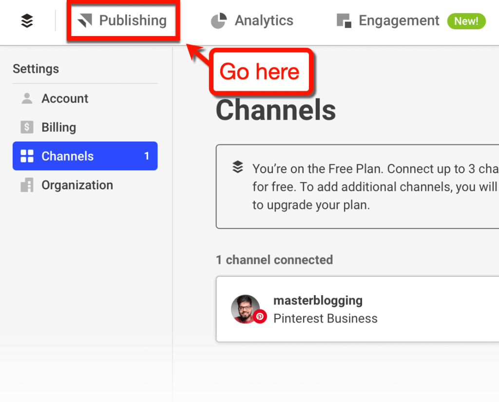 Publishing Tab on Buffer