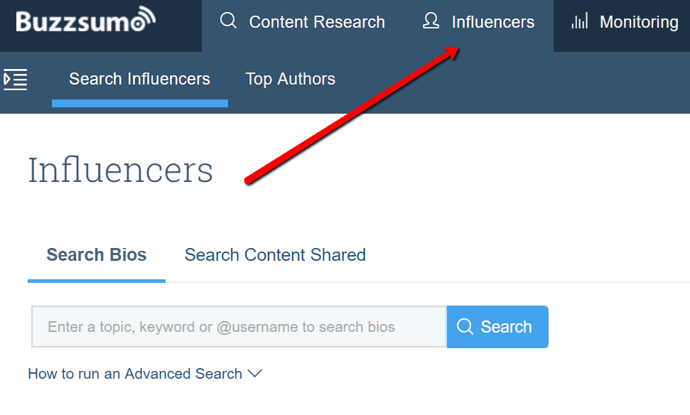 BuzzSumo Influencers
