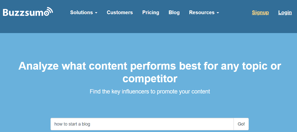 Buzzsumo keyword ideas research