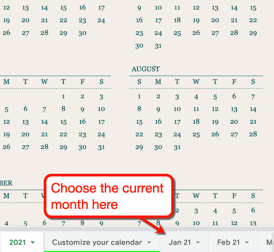 Current Month Calendar