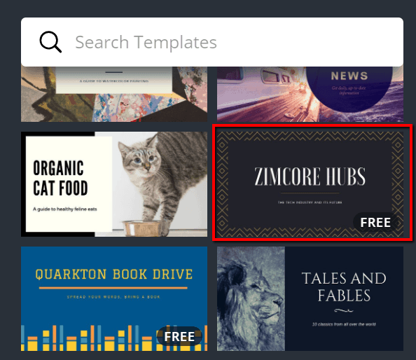 Canva choose a template