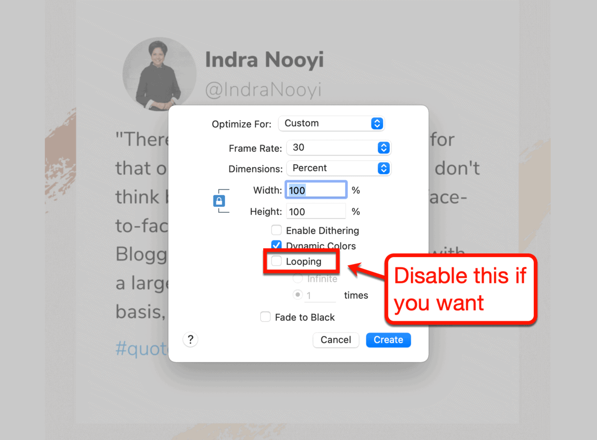 Saving Non-Looping GIF