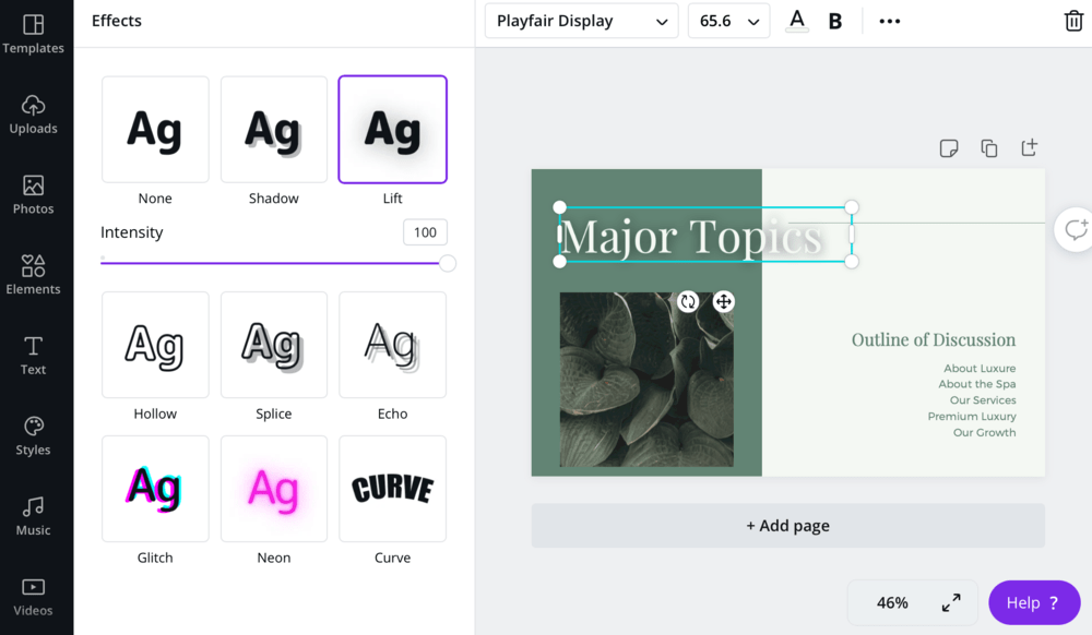 Canva Text Effects