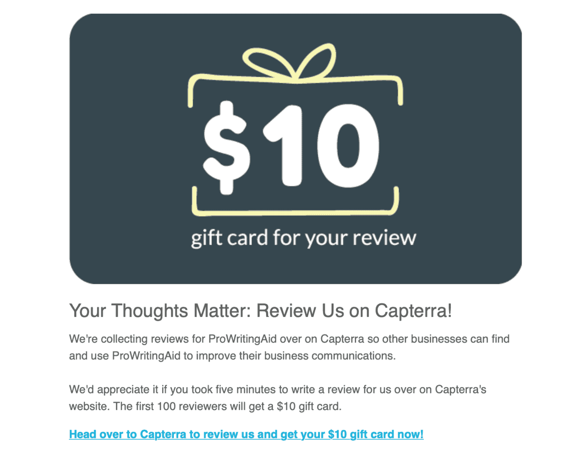 ProWritingAid Review Request Email