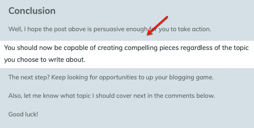 Empowering statement in conclusion