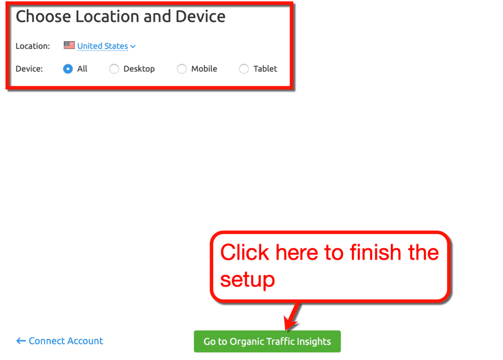 Google Analytics Choose Location and Device